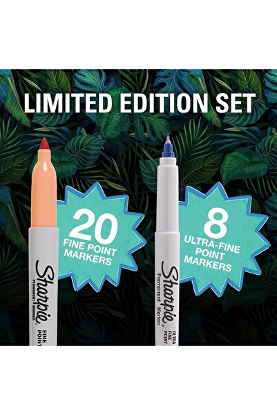 Sharpie Fine Point Permanent Markers, Peacock Edition, 28-Pack, Fine, Multi-Color