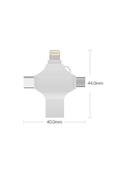 Axeloni Axeloni® USB-C stick, 4 in 1 Lightning, Type-C and USB connection, compatible with iOS & Android, 64GB, Gray