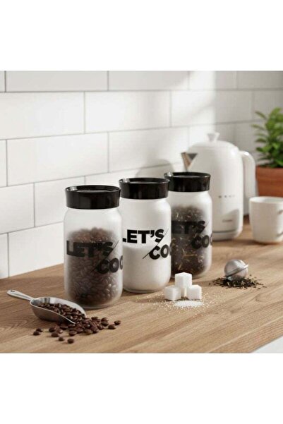 Qlüx Glass Jar 1 Liter 10X10X19,5 CM 3 Pcs Set For Storing and Organizing Spi...