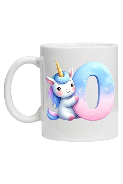 CRD PRINT Personalized Mug with Initial and Unicorn - Letter O, White Ceramic, 330 ml