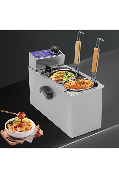 Generic 1200W Commercial Electric Pasta Cooker 2 Hole Stainless Steel Noodle Boiler Machine with Strainers