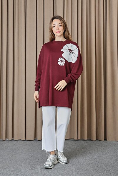 Puane 2 İp Kumaş Taş ve Baskılı Detaylı Sweatshirt