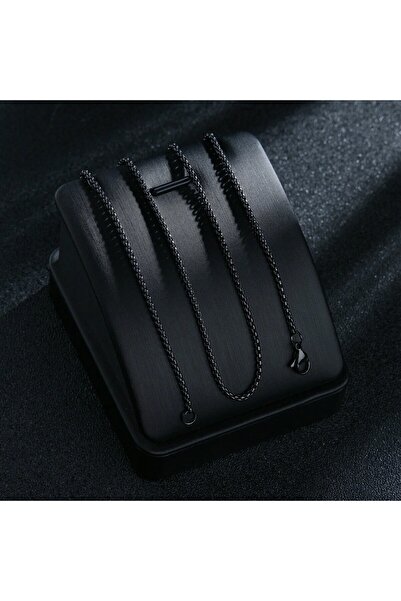 Kracer Black necklace 2.5mm with steel chain