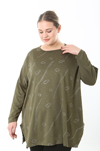 XL Modam Women's Lycra Viscose Stone Khaki Large Size Tunic