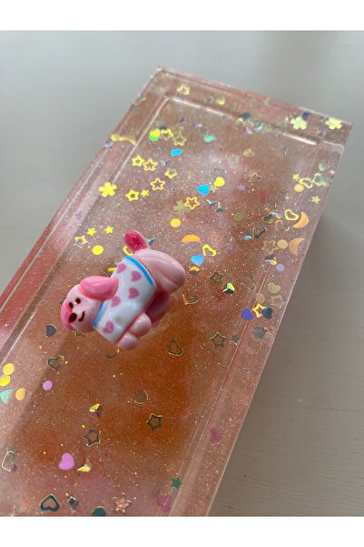 Phellos Decorative Jewelry Box with Salmon Color Lid – Glittery and Cute Storage Box