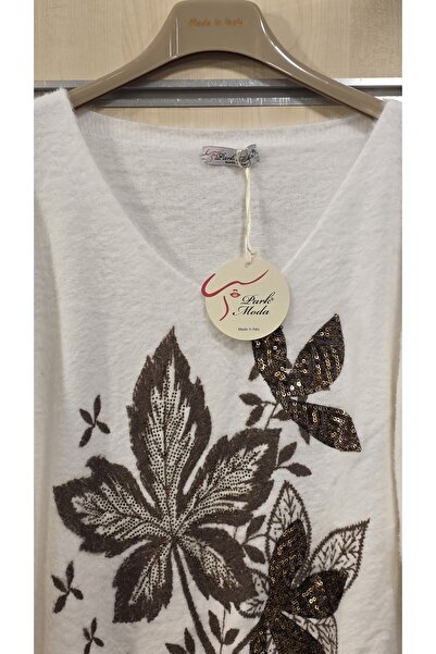 Park Moda Soft Wool Sweater with Stone Leaf Pattern