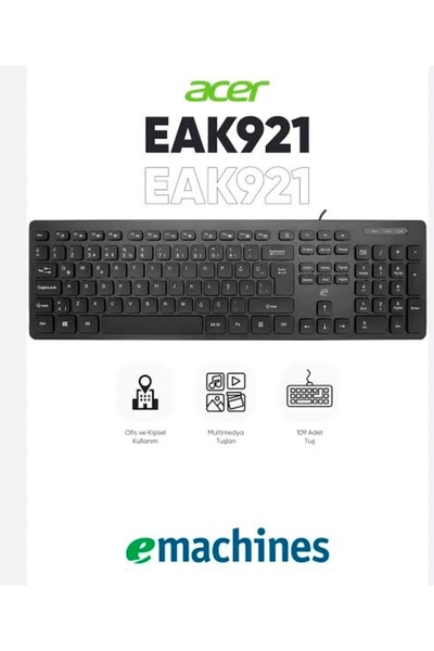 ACER Eak9821s black kablolu klavye mouse combo