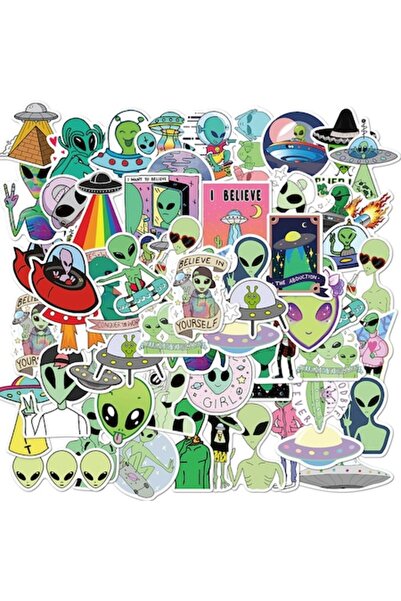 OEM Set of 50 Vinyl Stickers, Alien Design, Multicolor