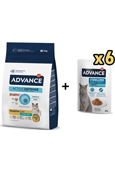 Advance Somonlu Kısırlaştırılmış Kedi Maması 10 kg + 6 Adet Morina Balıklı Kı...