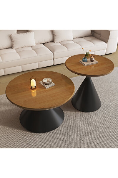 Ch A two-table service set in a black and wood design, suitable for the living room and majlis.