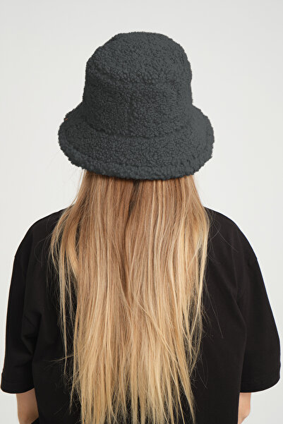 robanu Stylish Lamb Wool Bucket Hat |   Smoked Color Lamb Bucket Hat