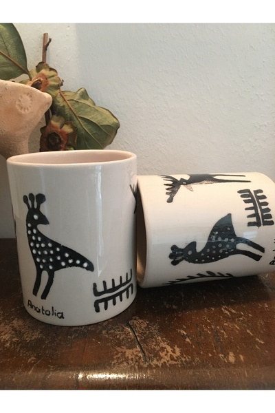 seramikanaz Anatolian Patterned Handmade Ceramic Coffee Cup