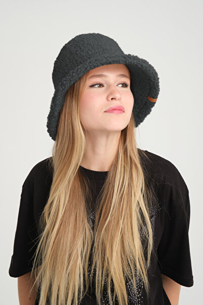 robanu Stylish Lamb Wool Bucket Hat |   Smoked Color Lamb Bucket Hat