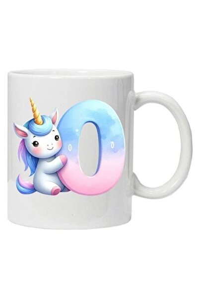 CRD PRINT Personalized Mug with Initial and Unicorn - Letter O, White Ceramic, 330 ml