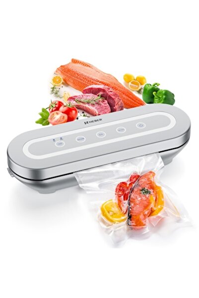 Heber Food Vacuum Sealer, 120W, 80 kPa, Wet/Dry/Soft, Touch Panel, 30 cm Seal Bar, Gray