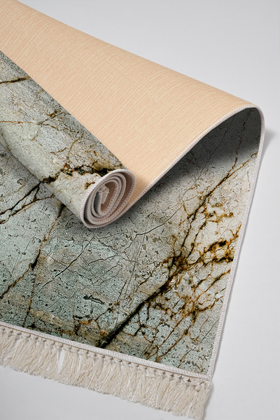 Alanur Home Non-Slip Base Djt Toilet Set Star Leather Fringed Marble E5031 Colorful