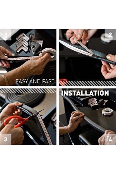 Generic Swanwork Furniture Edge and Corner Guards - 16.4 ft, 8 Adhesive Corner Protectors, Black