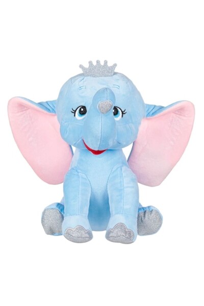 OEM Plush Elephant Toy Sky-Blue with Silver Glitter Crown, 32 cm