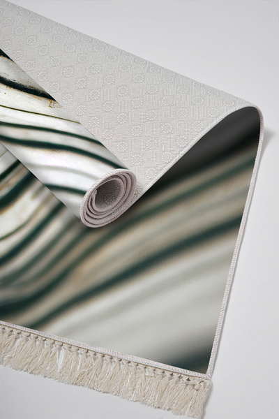 Alanur Home Non-Slip Base Djt Toilet Set Trend Fringed Marble E5032 White