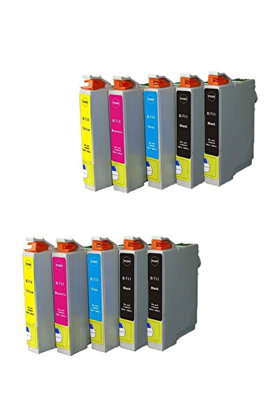 Propart Set 10 cartuse cerneala 4 negru T0711 si 2x3 culorile albastru/rosu/galben T0712-3-4 compatibil cu E