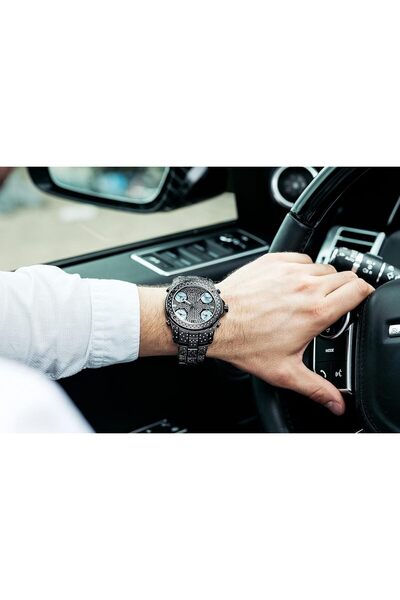 JBW Luxury Men's Jet Setter 234 Diamonds Five Time Zone Swiss Movements Watch JB-6213-B