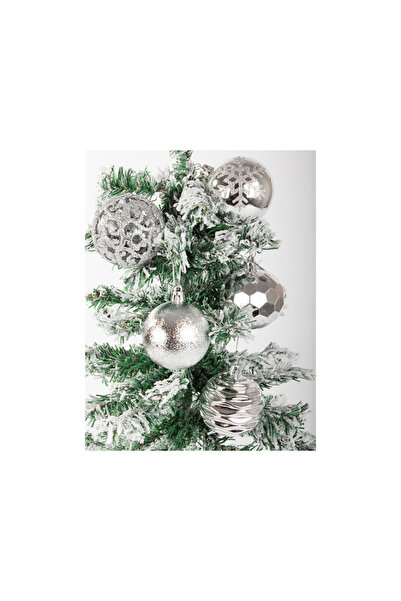 VERK Set of 16 Group Christmas baubles, plastic, silver, 6cm