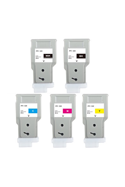 Propart Set de 5 Cartuse inkjet PFI 320, Negru Mat, Negru, Albastru, Rosu, Ga...