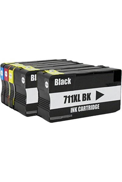 Propart Set of 5 Inkjet Cartridges 711 Black.Cyan.Red,Yellow, 1250 Pages Multicolor Compatible HP Desig