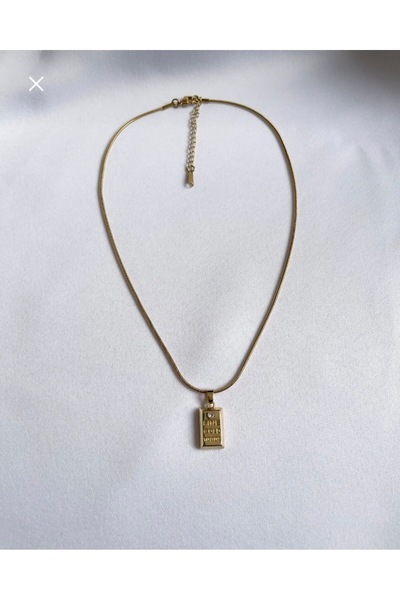 Çağla Accessories Fine Gold Altın Külçe Uçlu Çelik Kararmaz Çelik Kolye