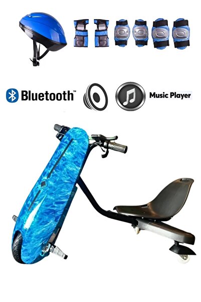 CityMate Drift Car Bluetooth Hoparlörlü Graffiti Desenli Drift Scooter Kask-Dizlik Seti Hediyeli