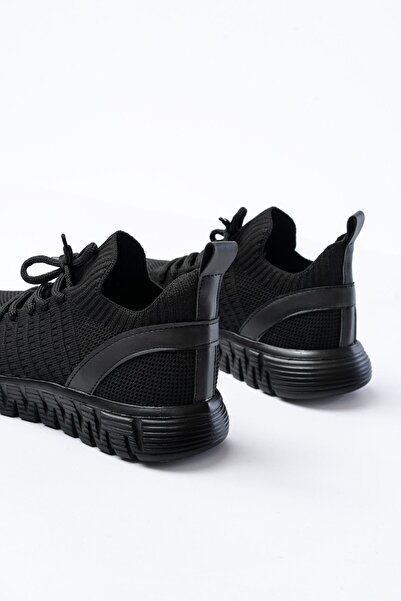 Zerenyus Zri̇n-501 Black Lace-Up Comfortable Sole Casual Knitwear Sports Shoes