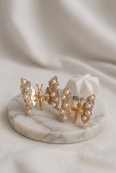 gigigiyim Complete Pearl Detailed Moving Wing Butterfly Clasp