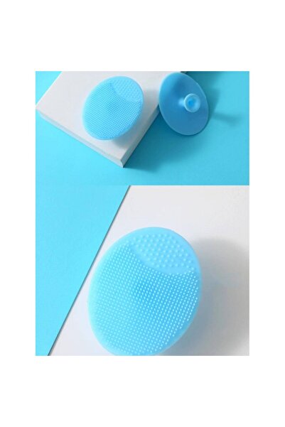 TrioStore Mini silicone disk-type facial brush for face and skin cleansing, facial massage, Blue