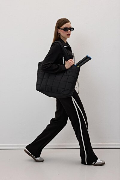 Byelmira Women's Pocket Detailed Zippered Tracksuit Set Black