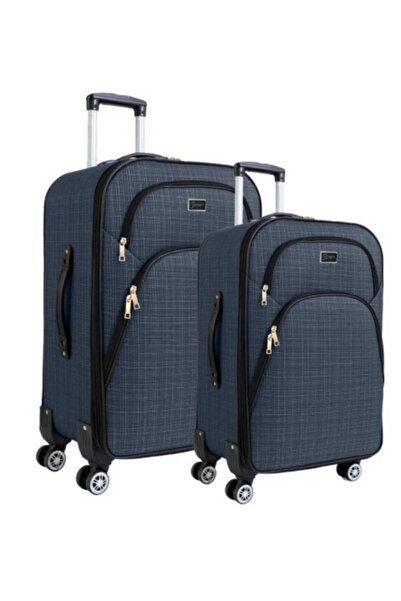 HSR 2'li Valiz Seti 4 Teker Kumaş Valiz Lüx Büyük+Orta Boy