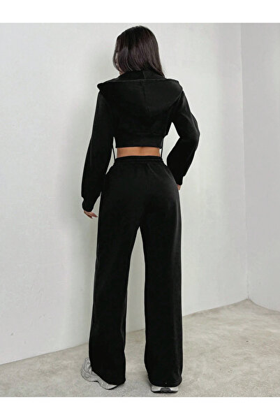 peelter Women's Wide-Leg Winter 2-Thread Ribbed Thick Fleece-Lined Combed Cotton Fabric Sweatpants