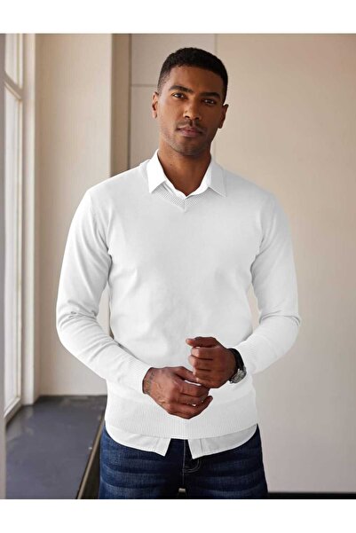 youknitwear you Shaun 100% Cotton V-Neck Knitwear Sweater