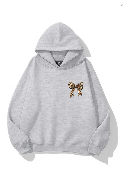 EydaMoon Дамска зимна памучна блуза с качулка, с минималистичен леопардов при...