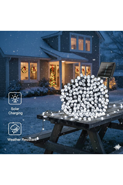 OBSIDION Ghirlandă luminoasă solară pentru exterior, 30 de metri, 300 LED-uri...