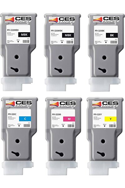 Propart Set of 6 PFI 320 Inkjet Cartridges, Matte Black, Black, Blue, Red, Yellow, 5000 Pages Multicolor Co