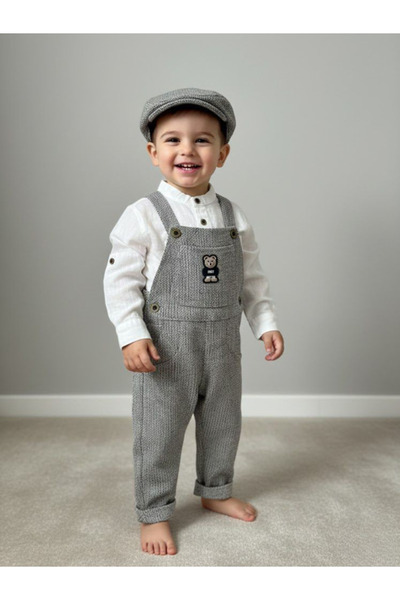 HLS KIDS Erkek Bebek Şapkalı Tulum Seti – Şık Günlük Kombin