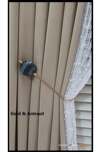 venedik home New Metal Ghost Bracket Mounted on Cornice Gold & Anthracite 1 Piece (Easy Installation Without Drilling Walls)