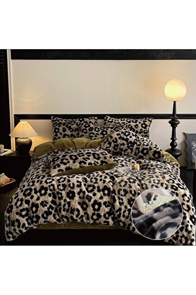 Truva Grup Faux Rabbit Fur Bed Linen, 6 Pieces - Bed Cover with Elastic, 180x200 cm