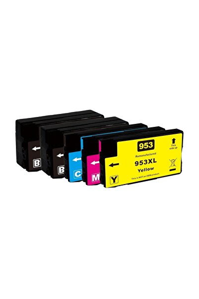 Propart Set of 5 Inkjet Cartridges 953XL, Black, Blue, Red, Yellow, 8800 Pages Multicolor Compatible HP O