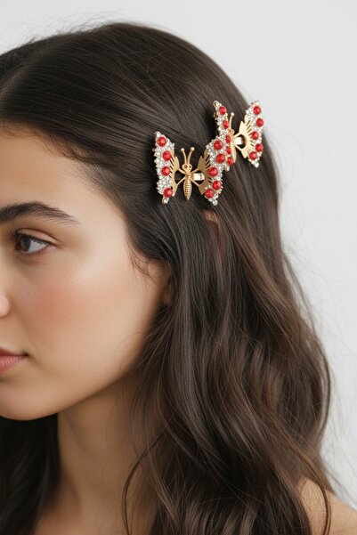 gigigiyim مشبك فراشة بجناح متحرك مزين باللؤلؤ بالكامل