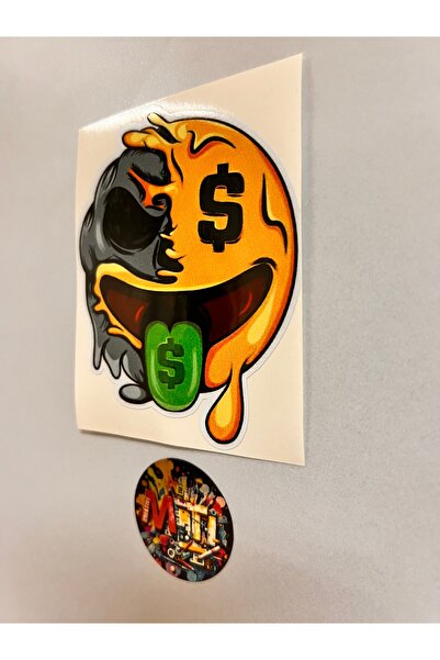 sticker Smiling Paragöz Emoji - Car Motorcycle Helmet Laptop Windshield Sticker Print 8.5X10.5Cm