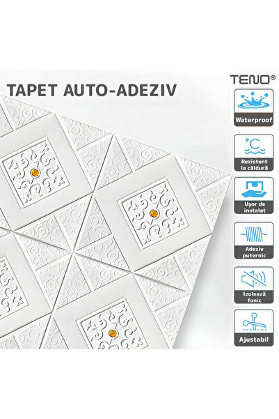 Teno Set of 20x 3D Brick Wallpaper Teno®, Crystal Diamond Pattern, coverage area 9.8 sqm, 70x70 cm, yellow