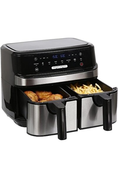 TrioStore Double hot air fryer Airfryer without oil 9L, 1700W Smart Chef technology with 8 preset programs
