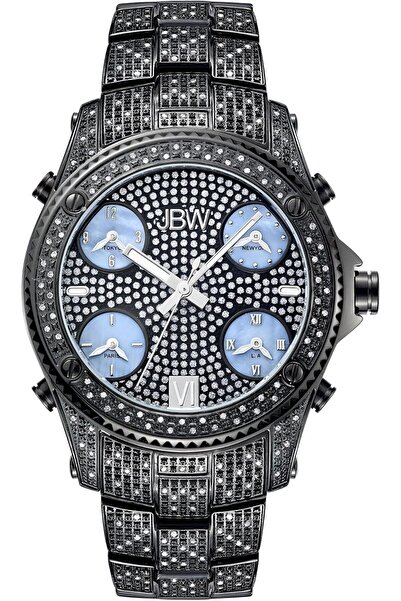 JBW Luxury Men's Jet Setter 234 Diamonds Five Time Zone Swiss Movements Watch JB-6213-B