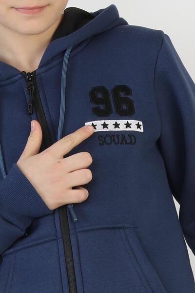 NEW YEAR FİT Three Thread Zippered K Hooded Boy's Suit